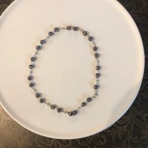 22mm beaded purple and cream necklace